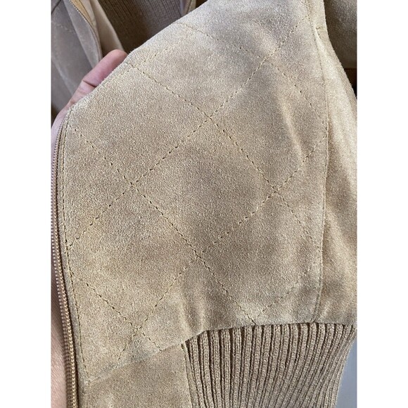 Vintage 1970's Mister Marr Leather and Knit Sweater Jacket Brown Tan Large - Picture 3 of 10